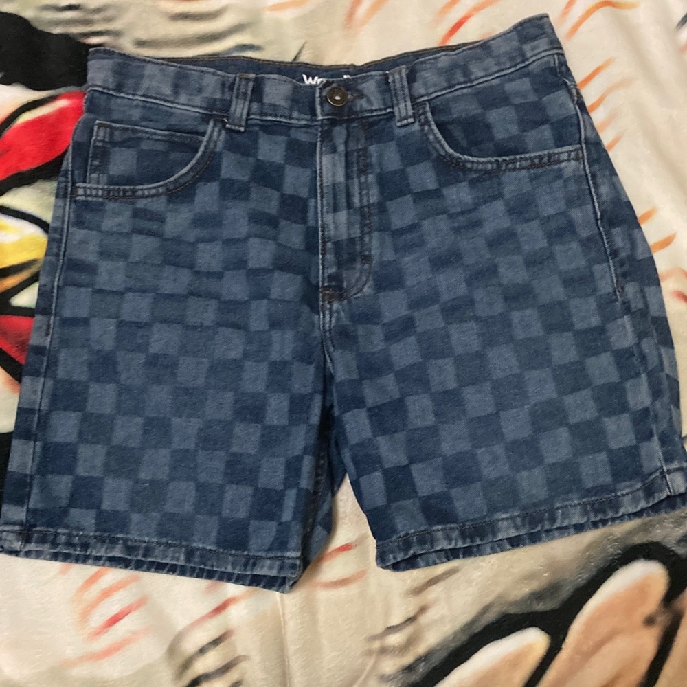 Wrangler Blue Checkered Jean Shorts